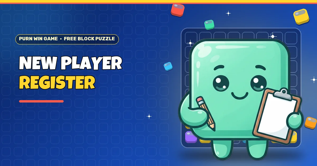 Mint block buddy with a clipboard for the Purn Win Game register page